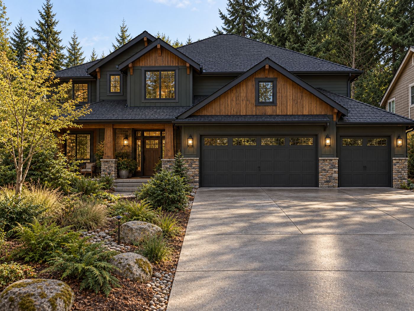 Home exterior with cedar accents