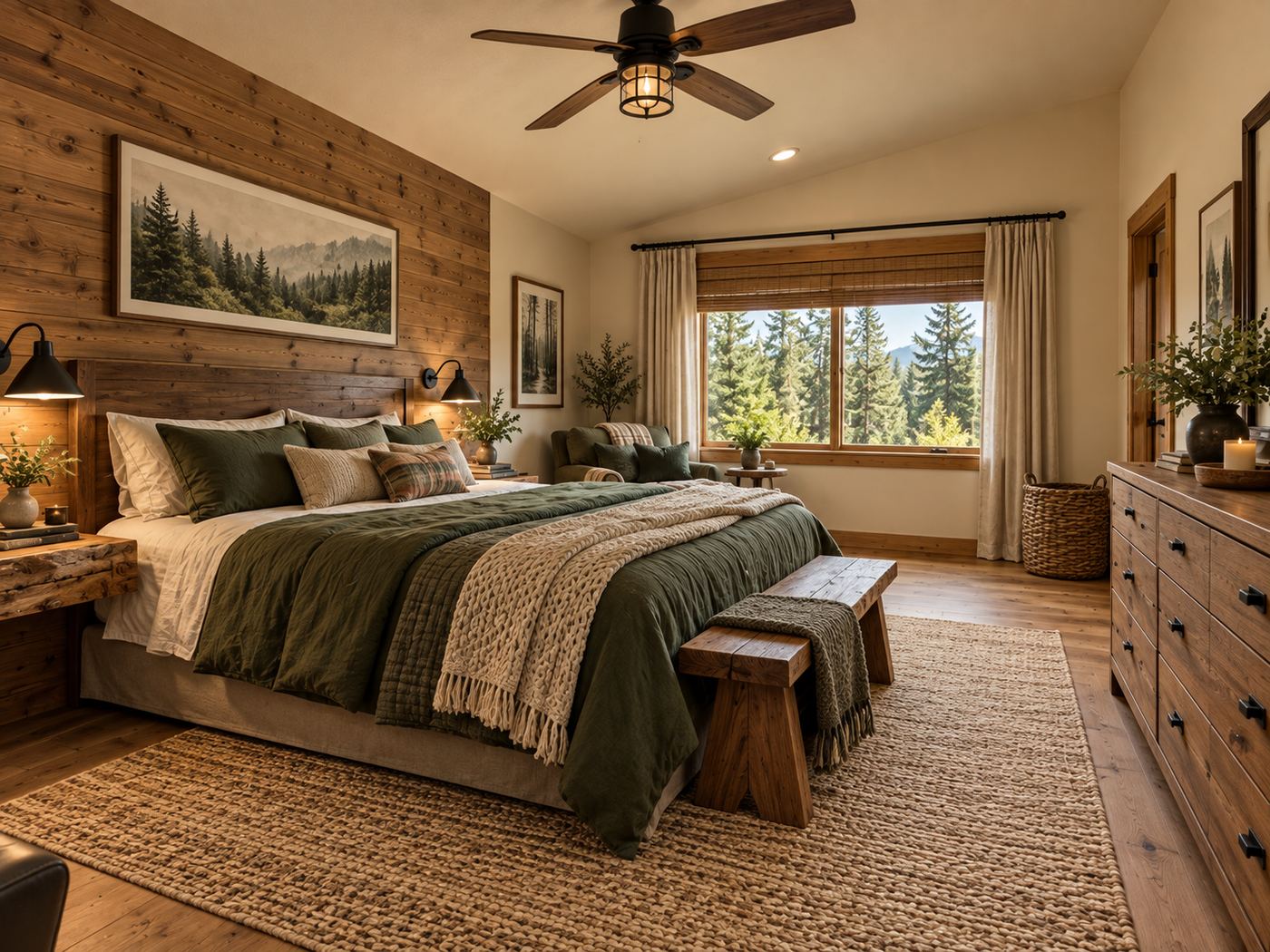Primary bedroom after remodel, Edgewood Woodland Home