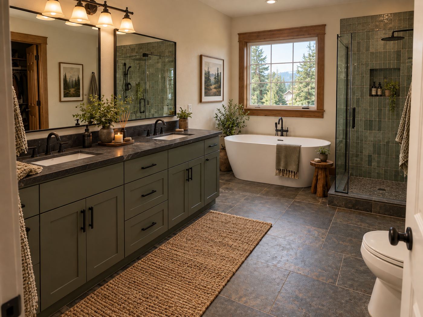 Primary bath rebuilt from the studs after remodel, Fircrest Hearth Home