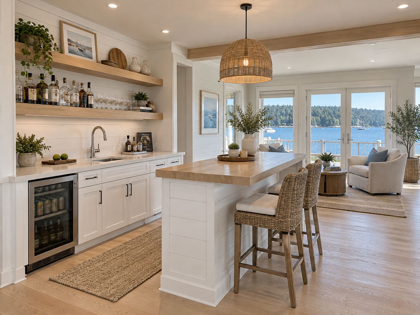 Bar after remodel, Fox Island Coastal Home