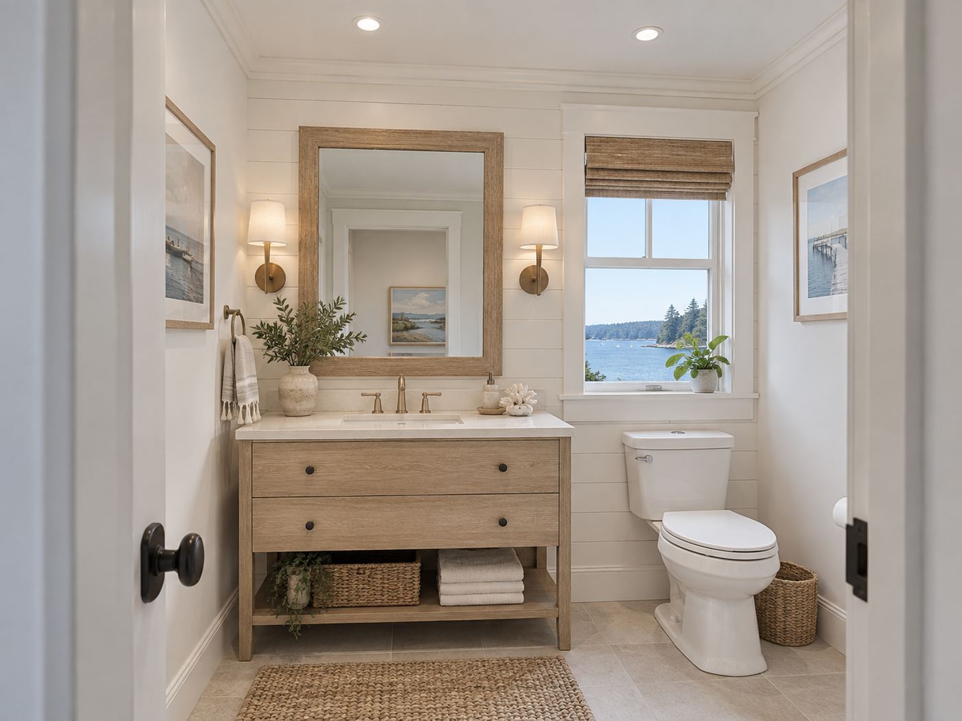 Half bath after remodel, Fox Island Coastal Home