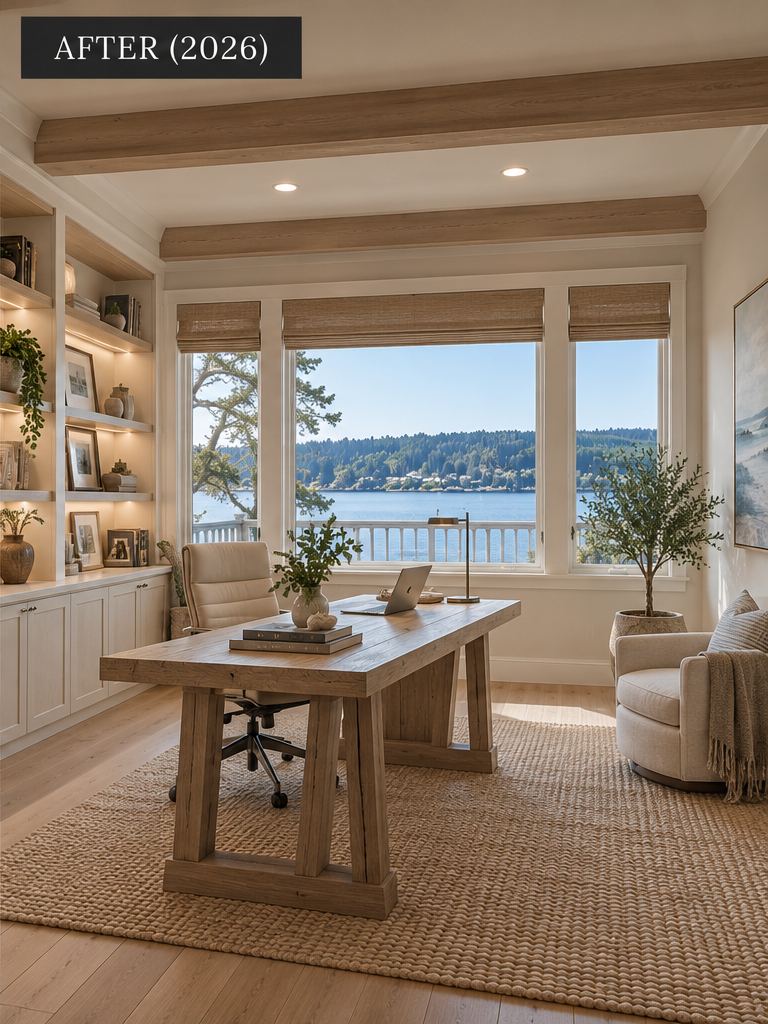 Office after remodel, Fox Island Coastal Home