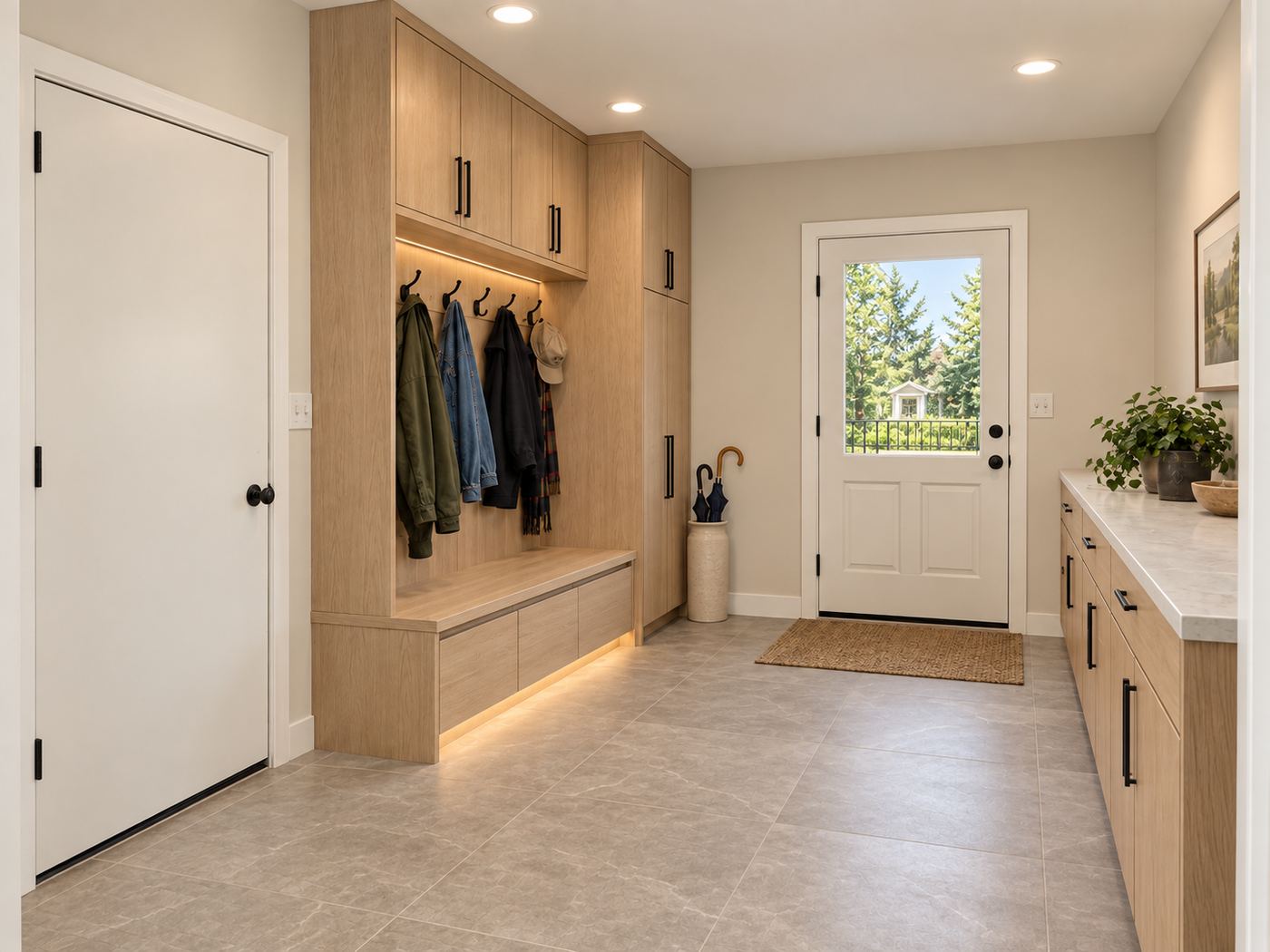 Mudroom after remodel, Gig Harbor Modern Home